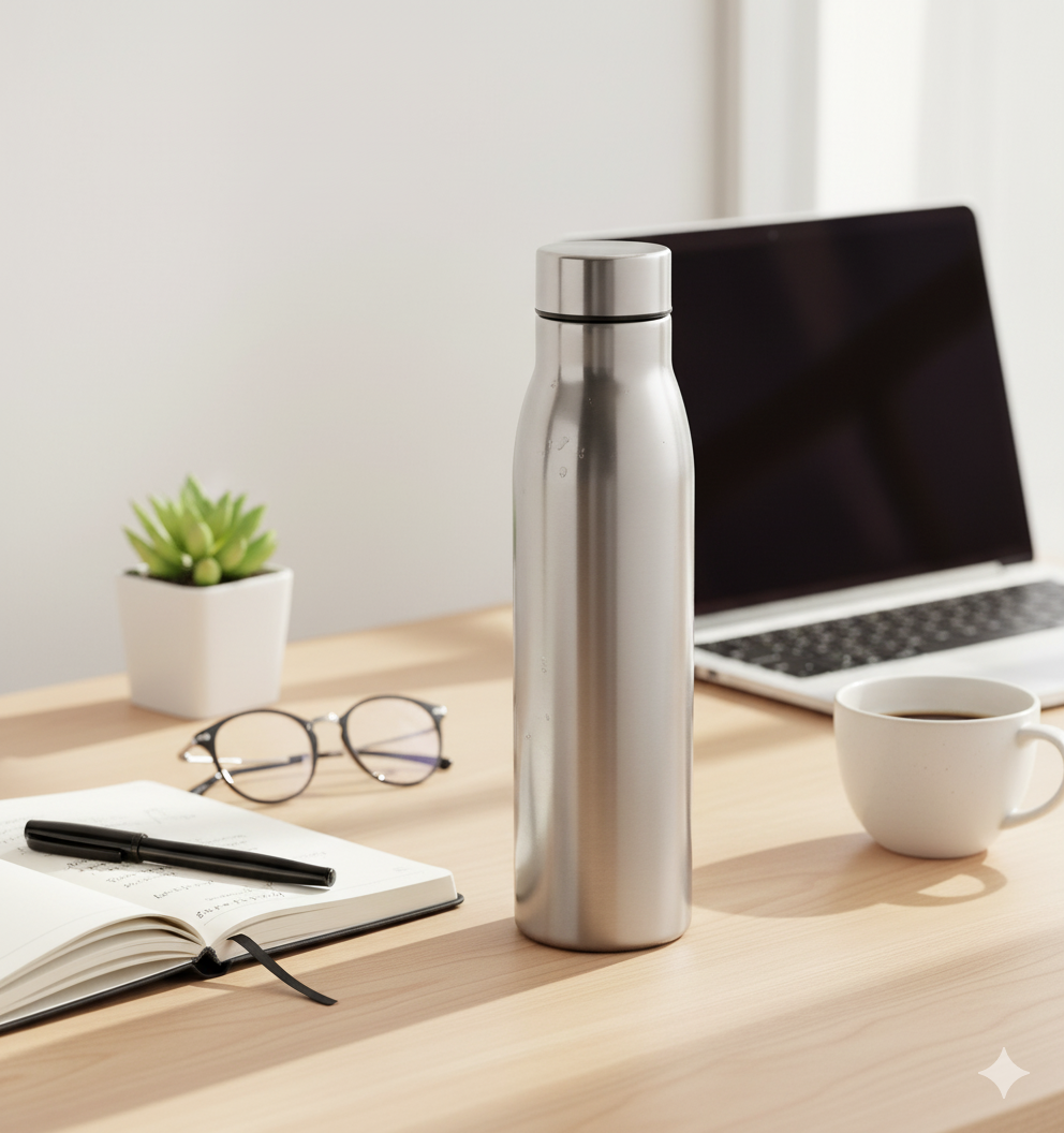 Jmax Stainless Steel Water Bottle | Single Wall Metal Bottle for Office School Gym Travel | BPA Free | Rust-Free, Leakproof & Lightweight | 1000 ml