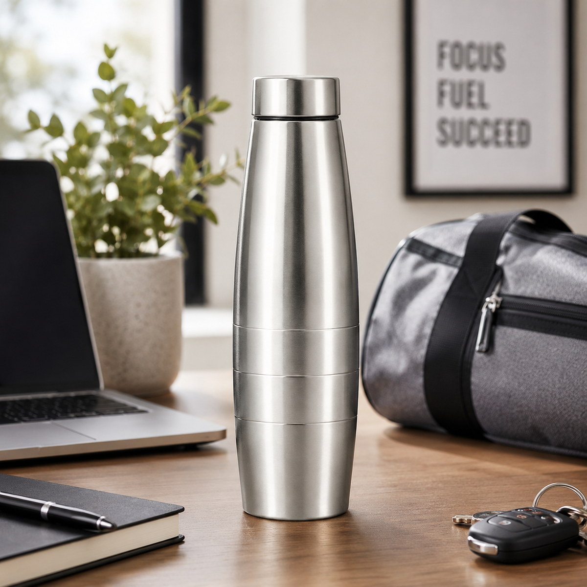 Jmax Stainless Steel Water Bottle | Single Wall Metal Bottle for Office School Gym Travel | BPA Free | Rust-Free, Leakproof & Lightweight | 1000 ml
