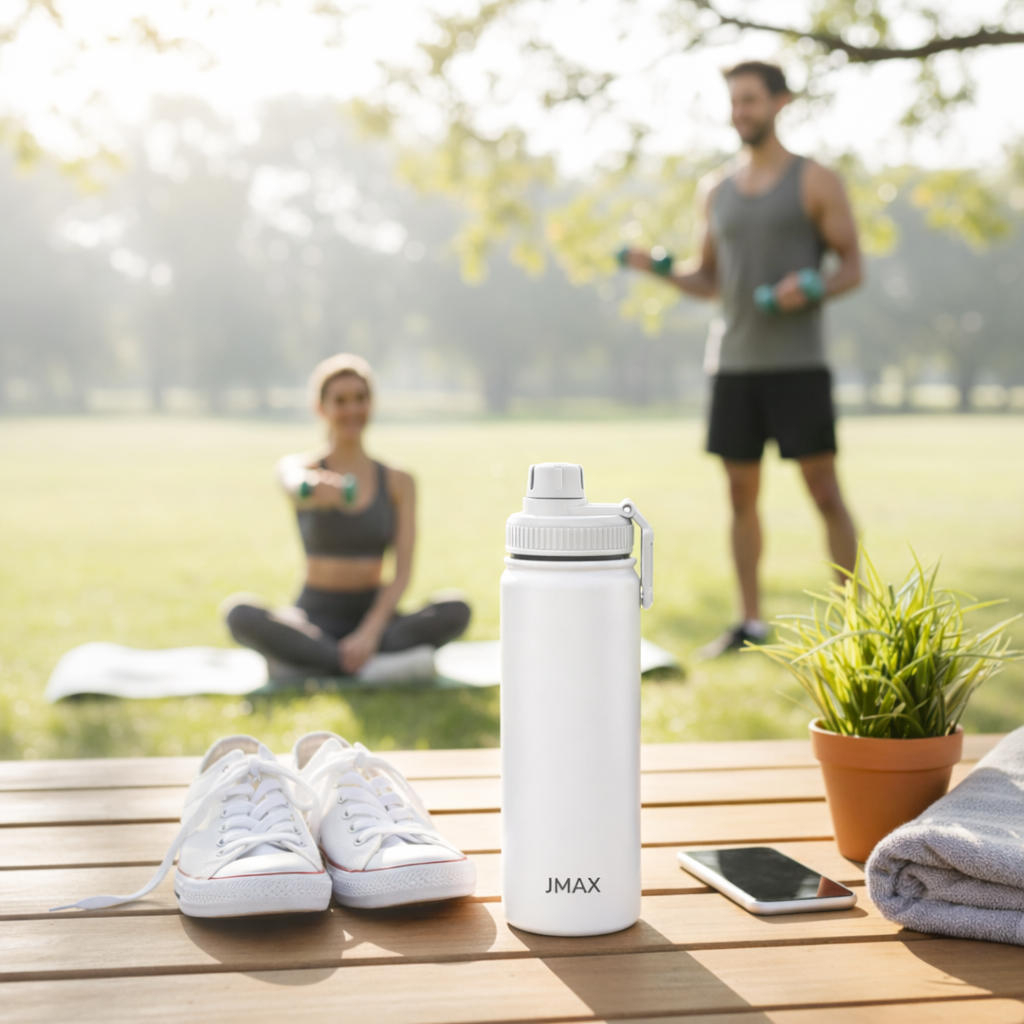 Jmax Double Wall Insulated Stainless Steel Water Bottle – Leakproof/BPA-Free/Vacuum Insulated Flask for Hot & Cold Drink Portable Sports Bottle (1200 Milliliters)
