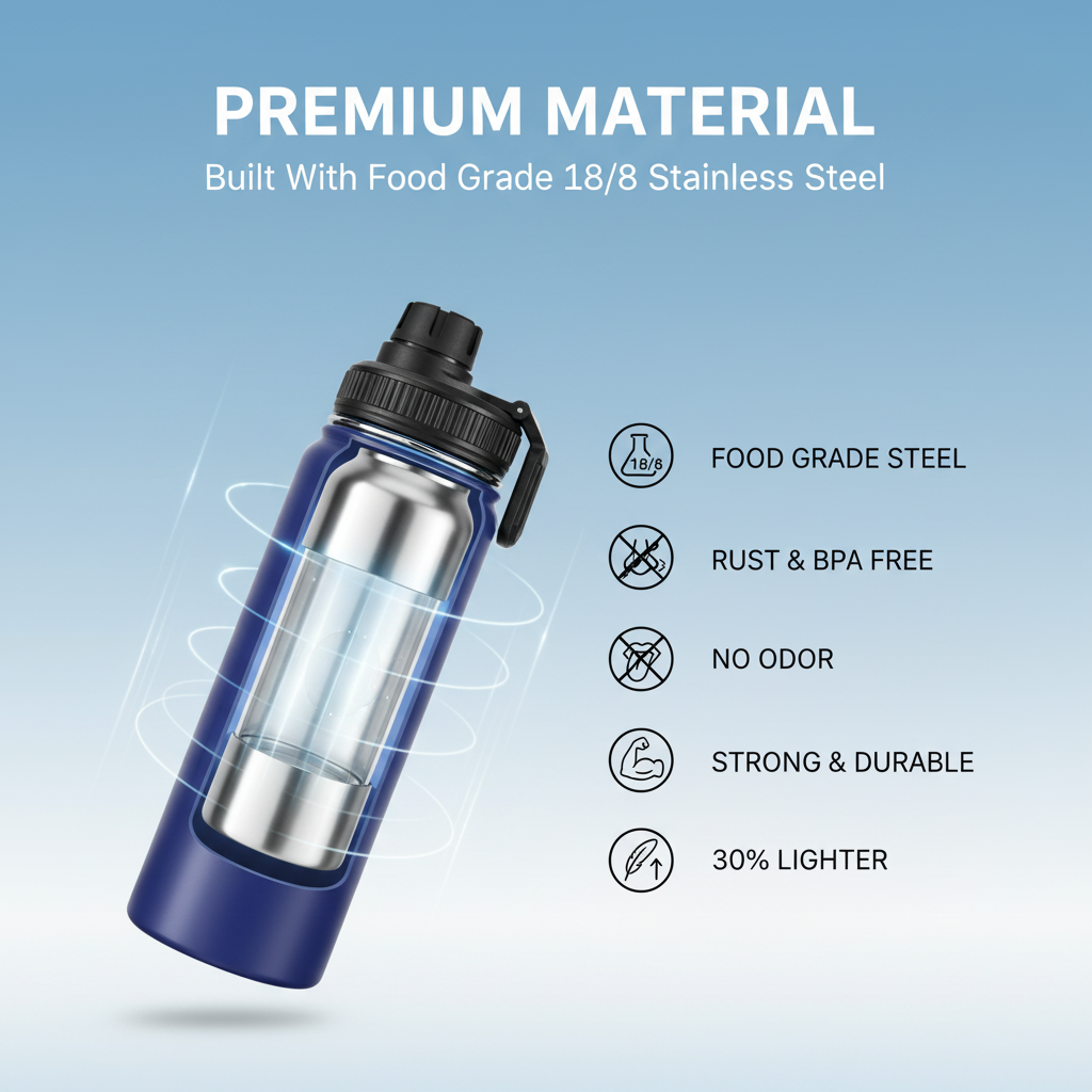 Jmax Vacuum Insulated Stainless Steel Water Bottle |24 Hours Cold & 8 Hours Hot | 750 ml Stainless Steel Bottle